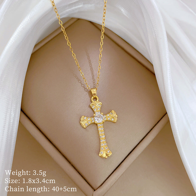 Collana in Stile Cartone Animato con Cuore in Acciaio al Titanio con Pendente in Rame e Intarsio di Strass per Donne e Uomini