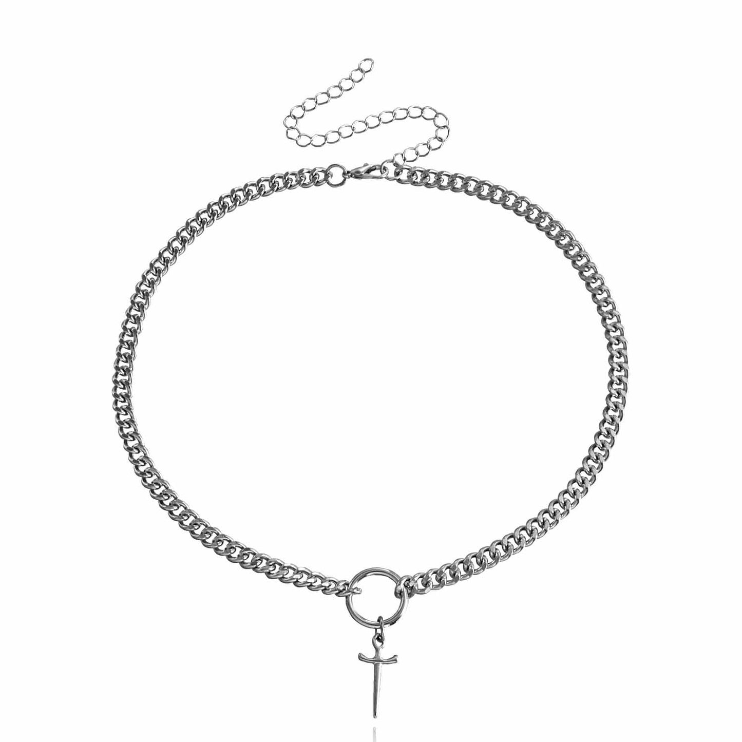 Collana girocollo minimalista con ciondolo a croce da donna, in lega geometrica, con finitura galvanizzata, design resistente allo sbiadimento