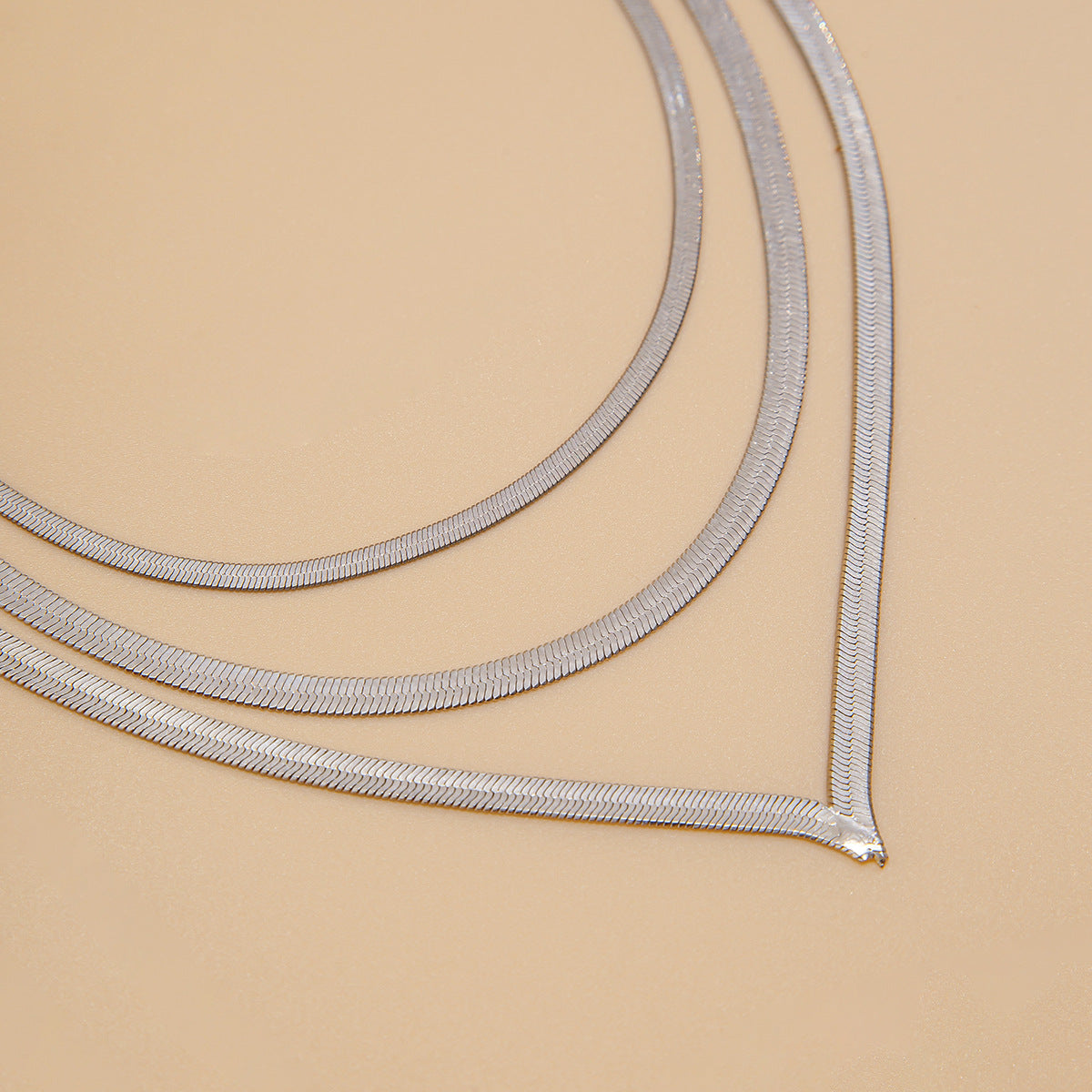 Punk Geometric Plated Brass Snake Chain Multi-layer Necklace for Women