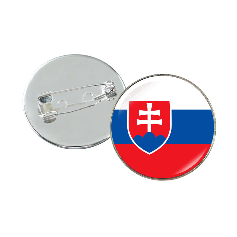 Minimalist Geometric Alloy Plated Brooch with Cabochon Gemstone Unisex Pin Badge