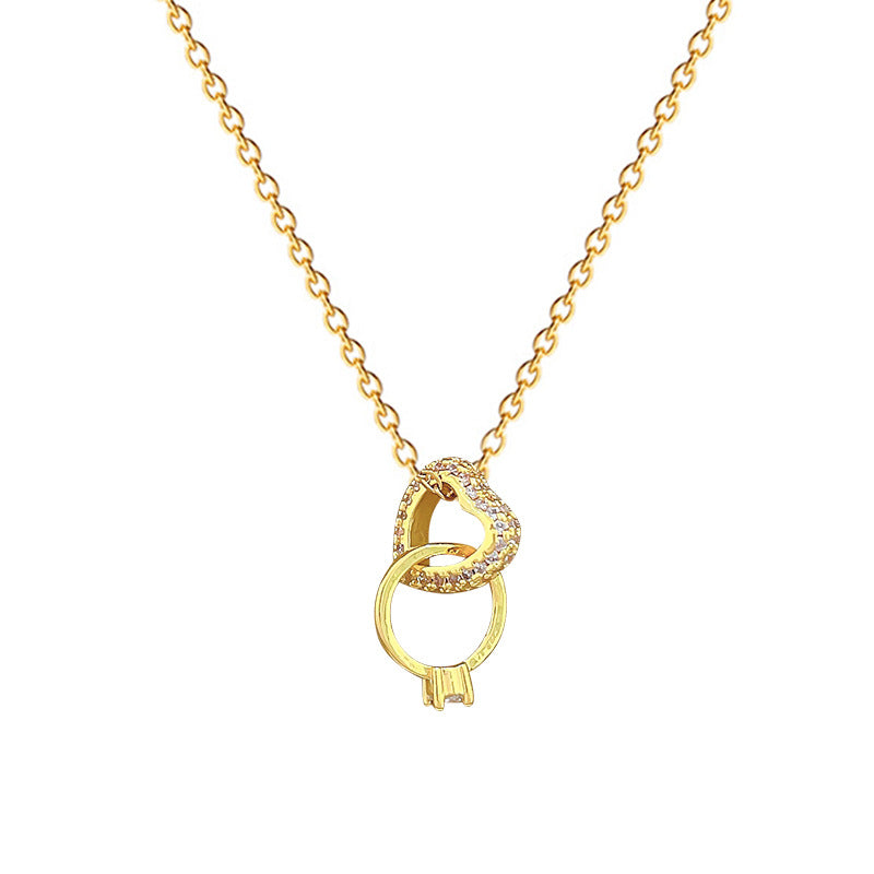 Collana a Cuore Minimalista da Donna in Acciaio al Titanio con Accenti di Zirconia Cubica, Leggera, a Catena per Clavicola