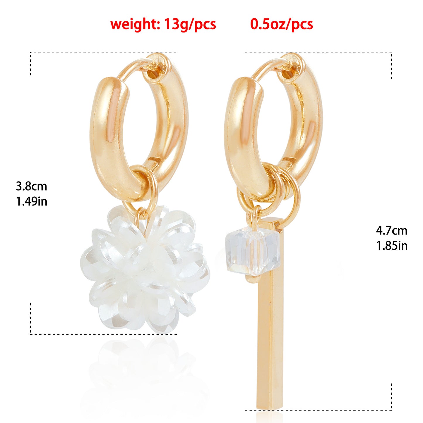 Minimalist Elegant Double-Hoop Long Bar Earrings for Women with Spherical Shape Electroplated Metal and Pearl-Like Finish