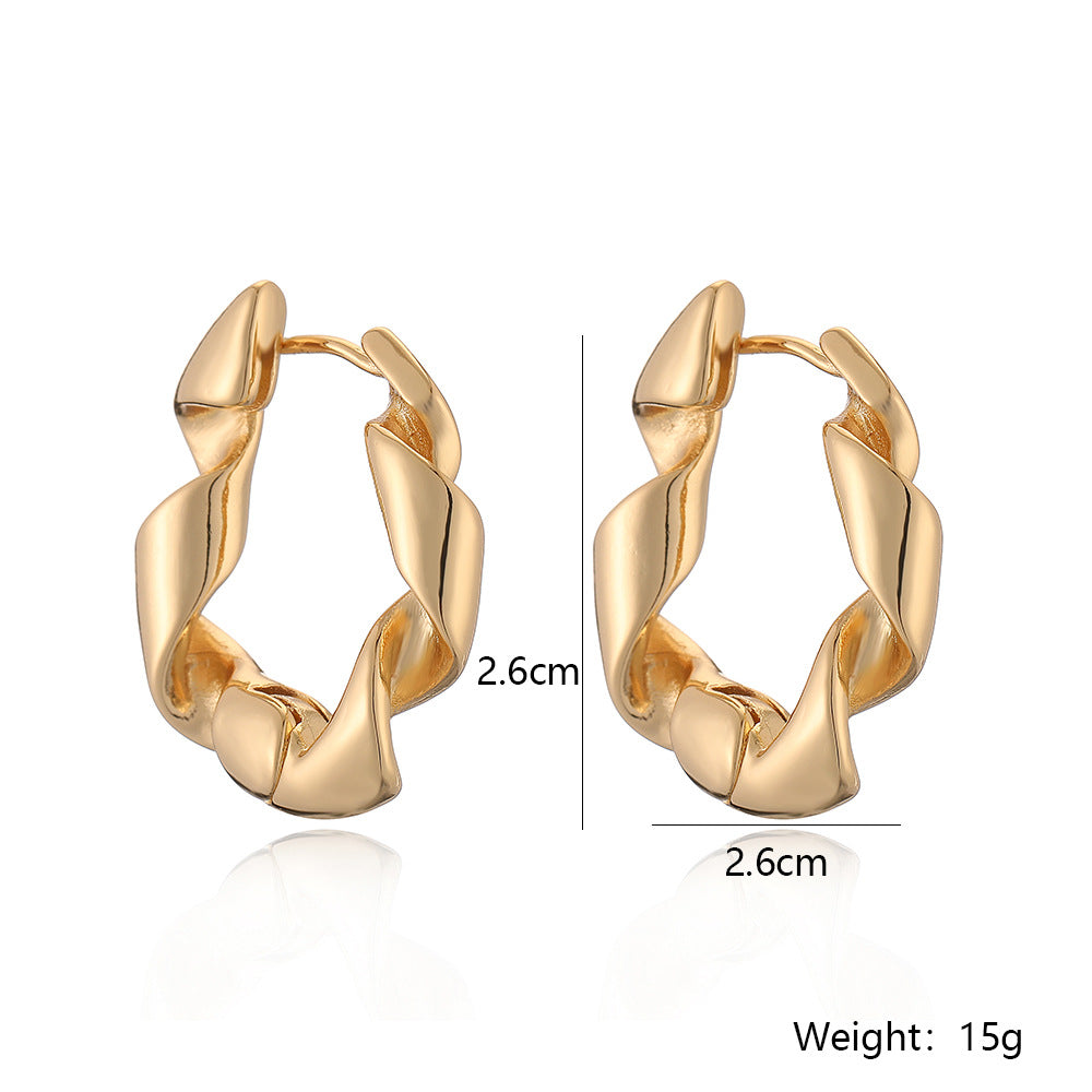 Orecchini Minimalisti Irregolari Geometrici da Donna in Ottone Placcato Oro