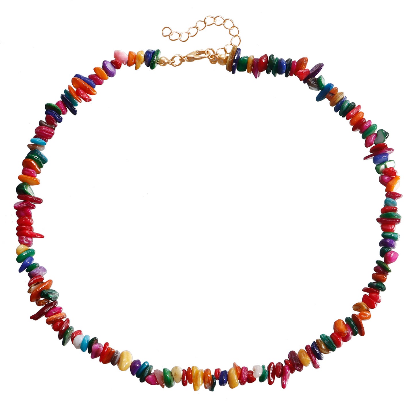 Collar de Concha Marina Natural Triturada con Forma Geométrica para Mujer con Acabado Galvanizado en Estilo Minimalista
