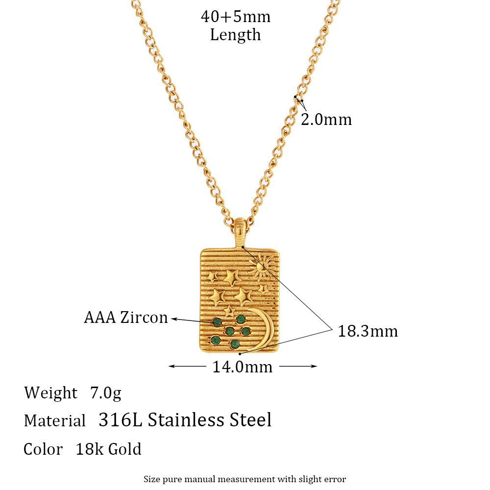 Collana Pendente Geometrica Minimalista da Donna in Acciaio Inox con Placcatura in Oro 18K e Finitura Smaltata