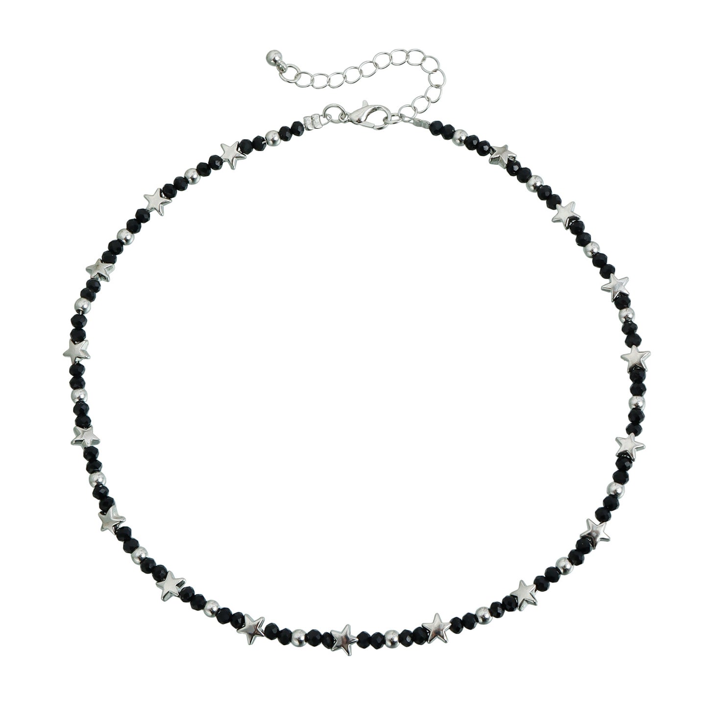 Sweet Streetwear Star Geometric Glass Beaded Plated Necklace