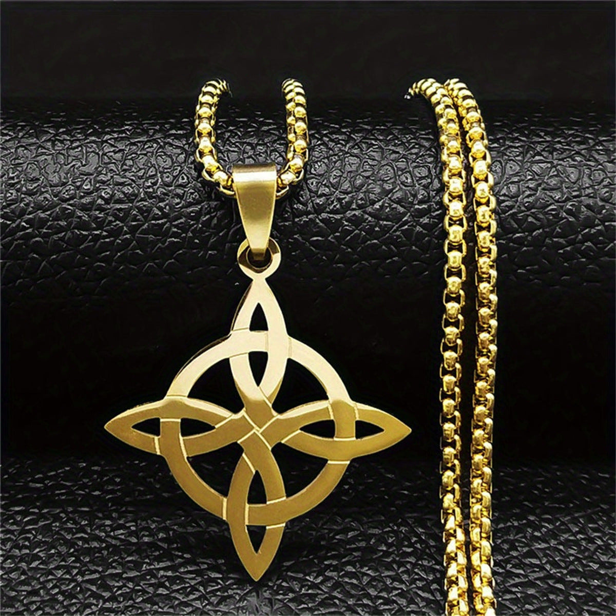 Geometric Infinity Symbol Pendant Necklace in Stainless Steel with Titanium Steel Pendant and Electroplated Finish