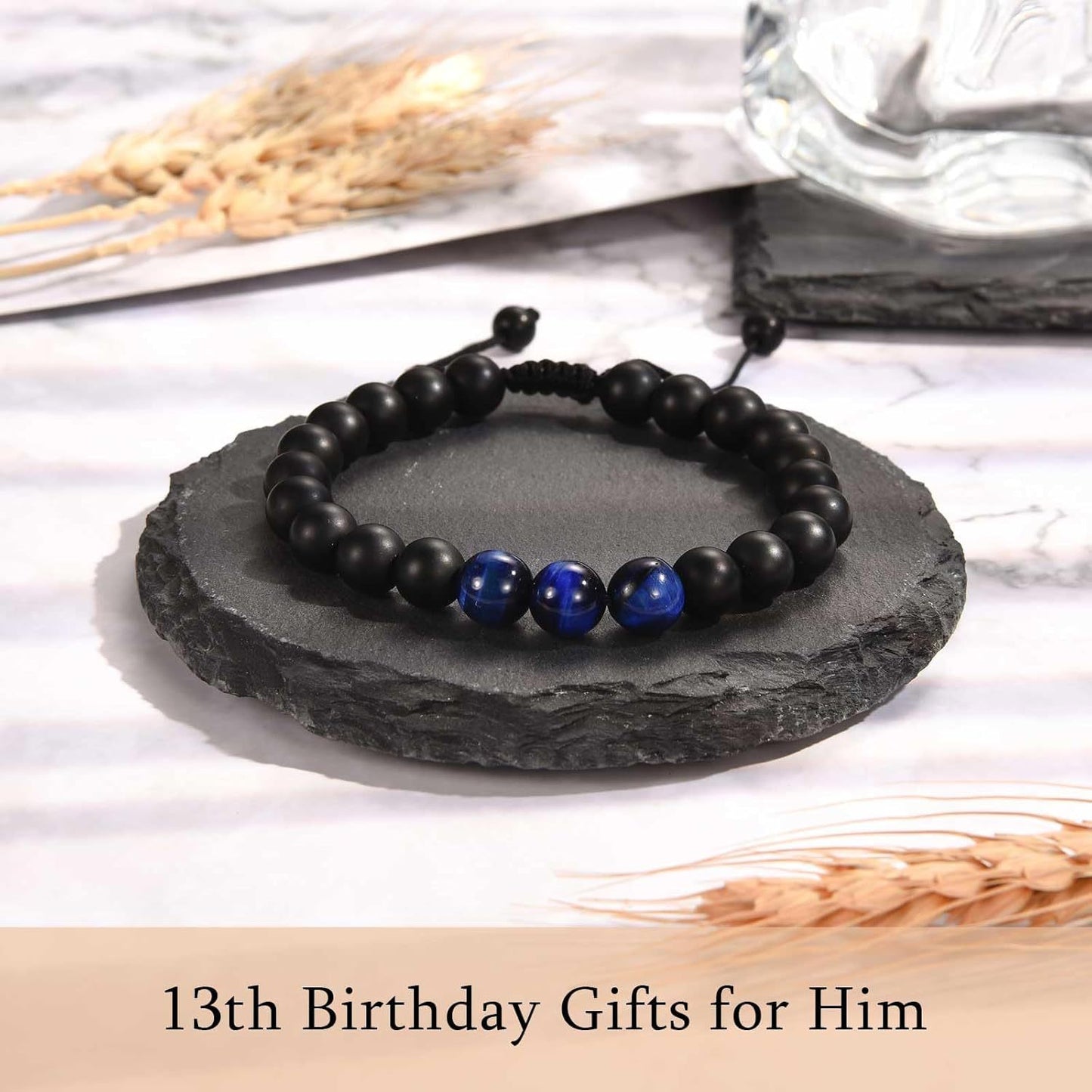 Sweet Geometric Tiger Eye Agate Natural Stone Braided Bracelet Unisex Gift