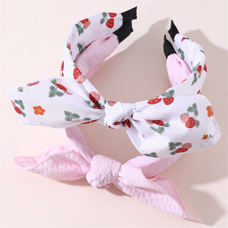 Set di cerchietti per capelli per bambini con motivo geometrico, a pois e a quadretti, fiocco con bordo in pizzo e rivestimento in resina