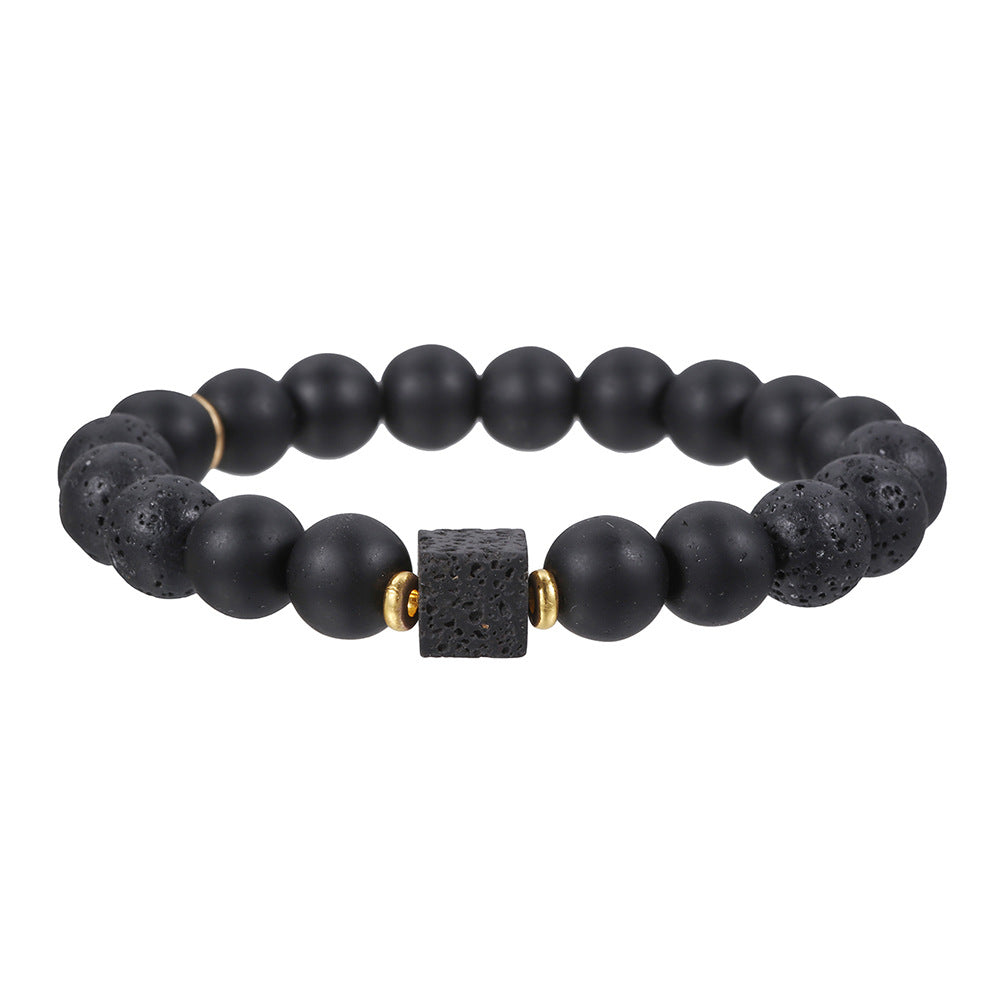 Hip-hop 10mm Square Matte Stone Bracelet for Men and Women