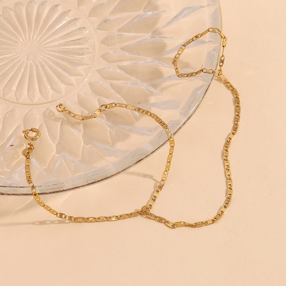 Minimalist Geometric Stainless Steel Plated 18K Gold Pig Nose Chain Bracelet for Women