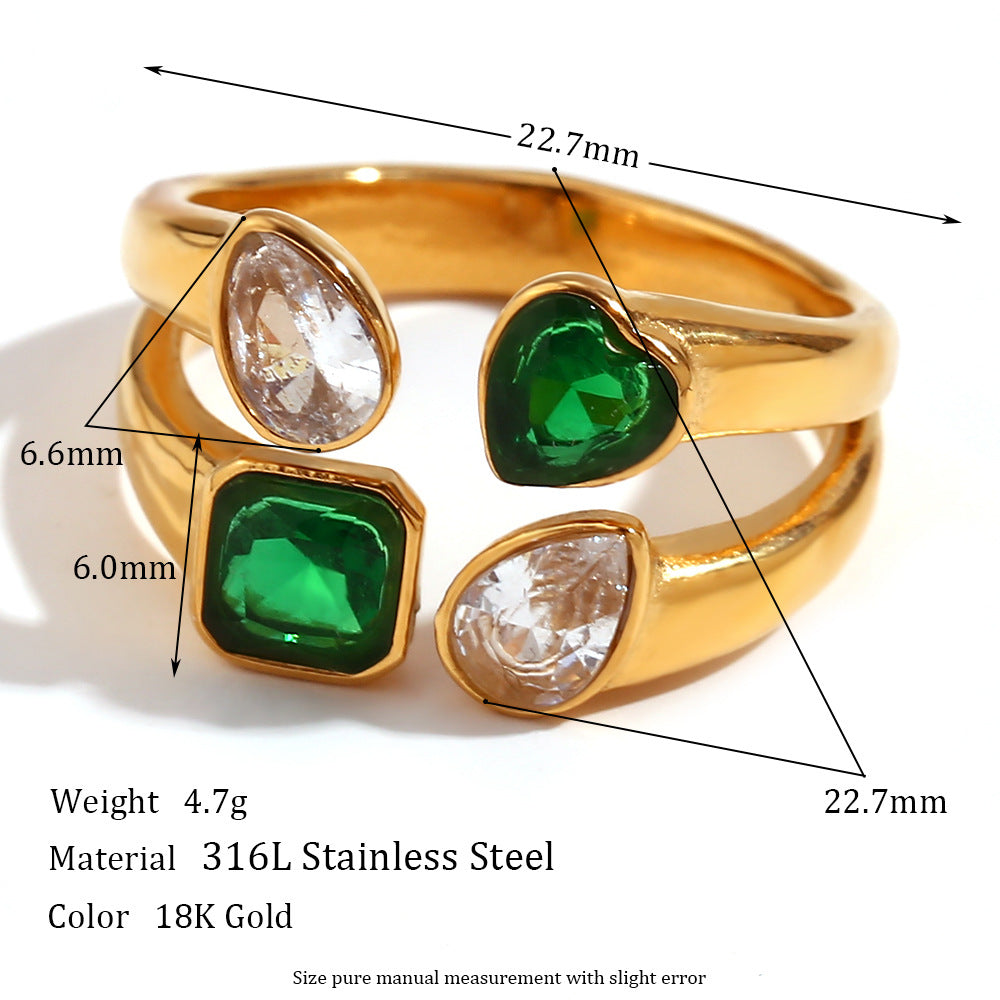 Anello minimalista geometrico in acciaio inossidabile con placcatura in oro 18 carati da donna