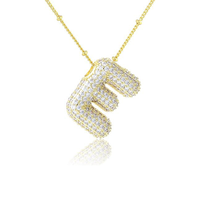 Fashion Plated Brass Letter Bubble Pendant Necklace for Women