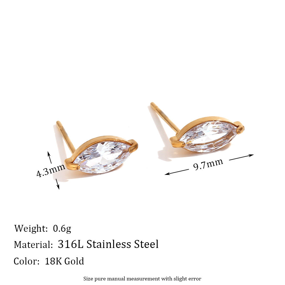 Vintage-Style Irregular Geometric Liquid Drop Earrings in Stainless Steel with 18K Gold Plating and Micro-Paved Zirconia