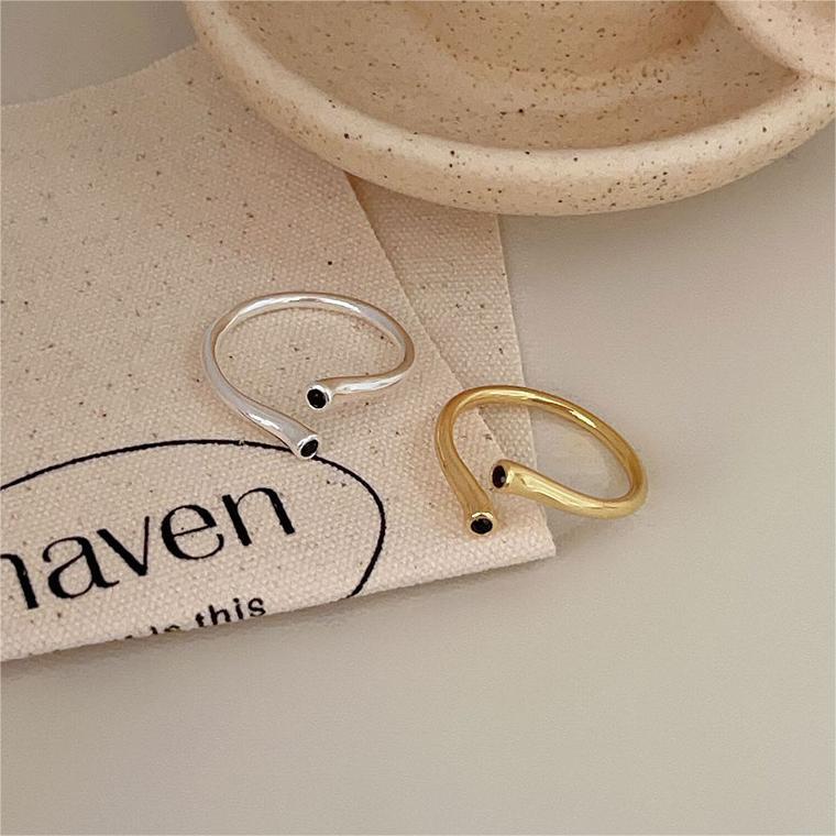 Minimalist Heart-Shaped 925 Sterling Silver Open Ring with Beveled Square Accent for Women
