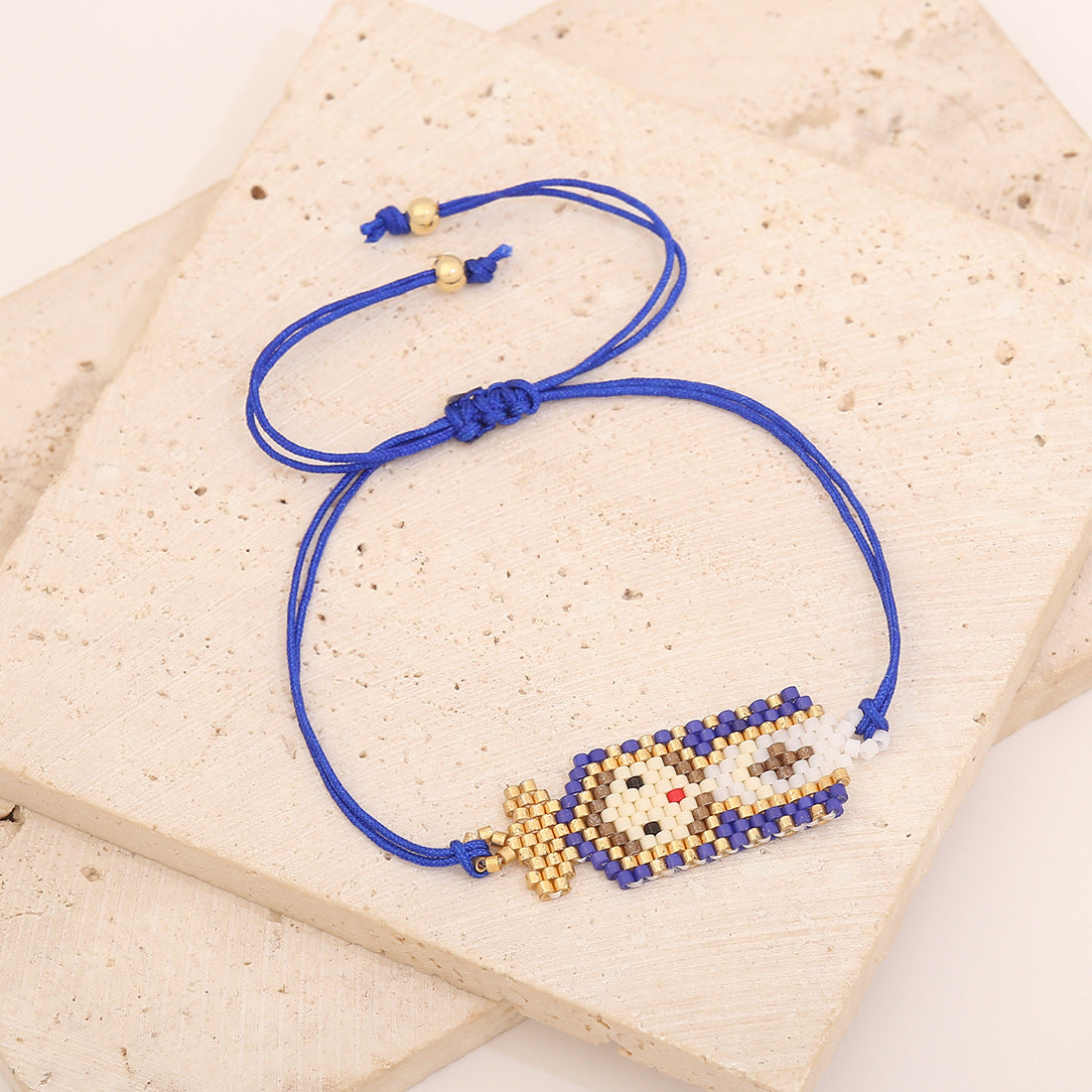 Bracciale in Vetro Intrecciato a Mano con Personaggio dei Cartoni Animati e Design della Vergine Maria per Donna