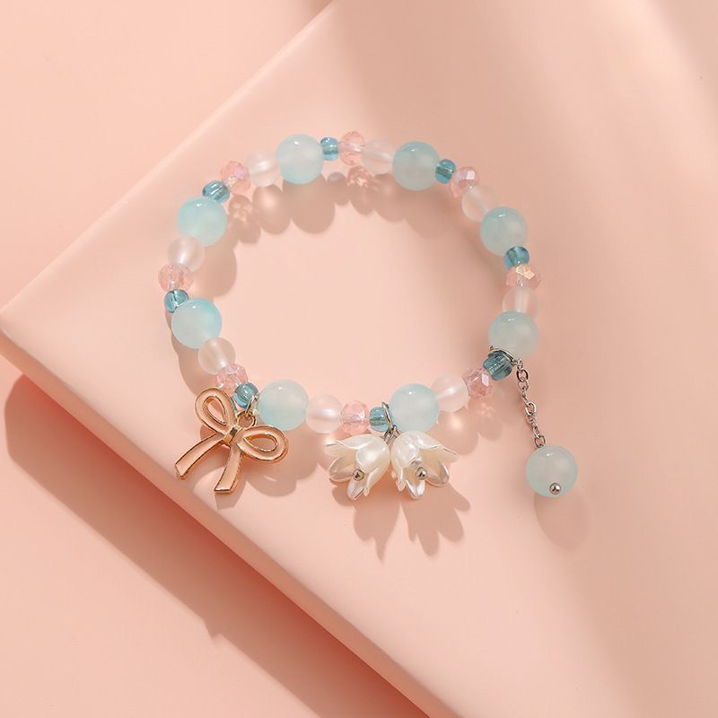 Bracciale in Vetro Dolce Floreale da Ragazza in Stile Principessa con Lavorazione Artigianale