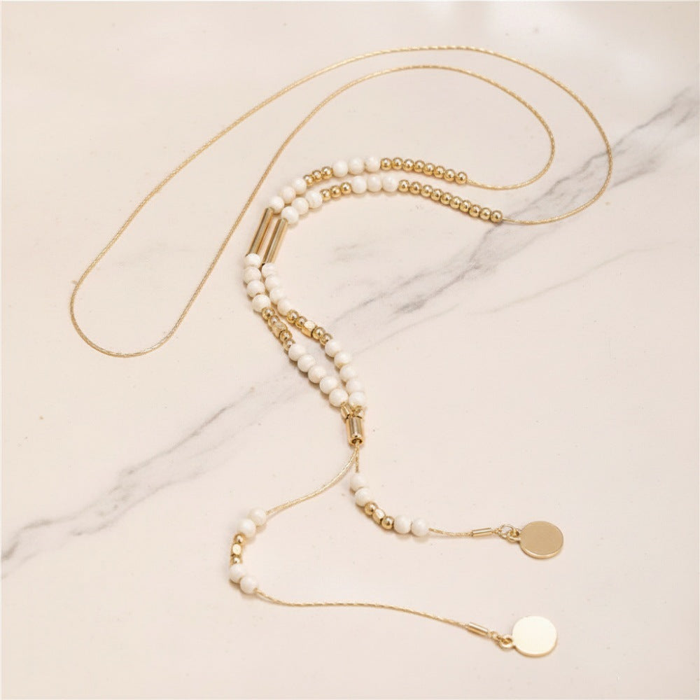 Bohemian Geometric Faux Turquoise Plated Alloy Multi-Layer Snake Chain Necklace for Women