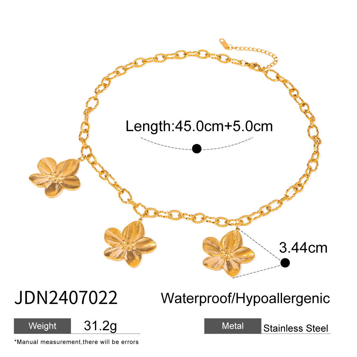 Collar floral geométrico de acero inoxidable con colgante de acero de titanio chapado para mujer