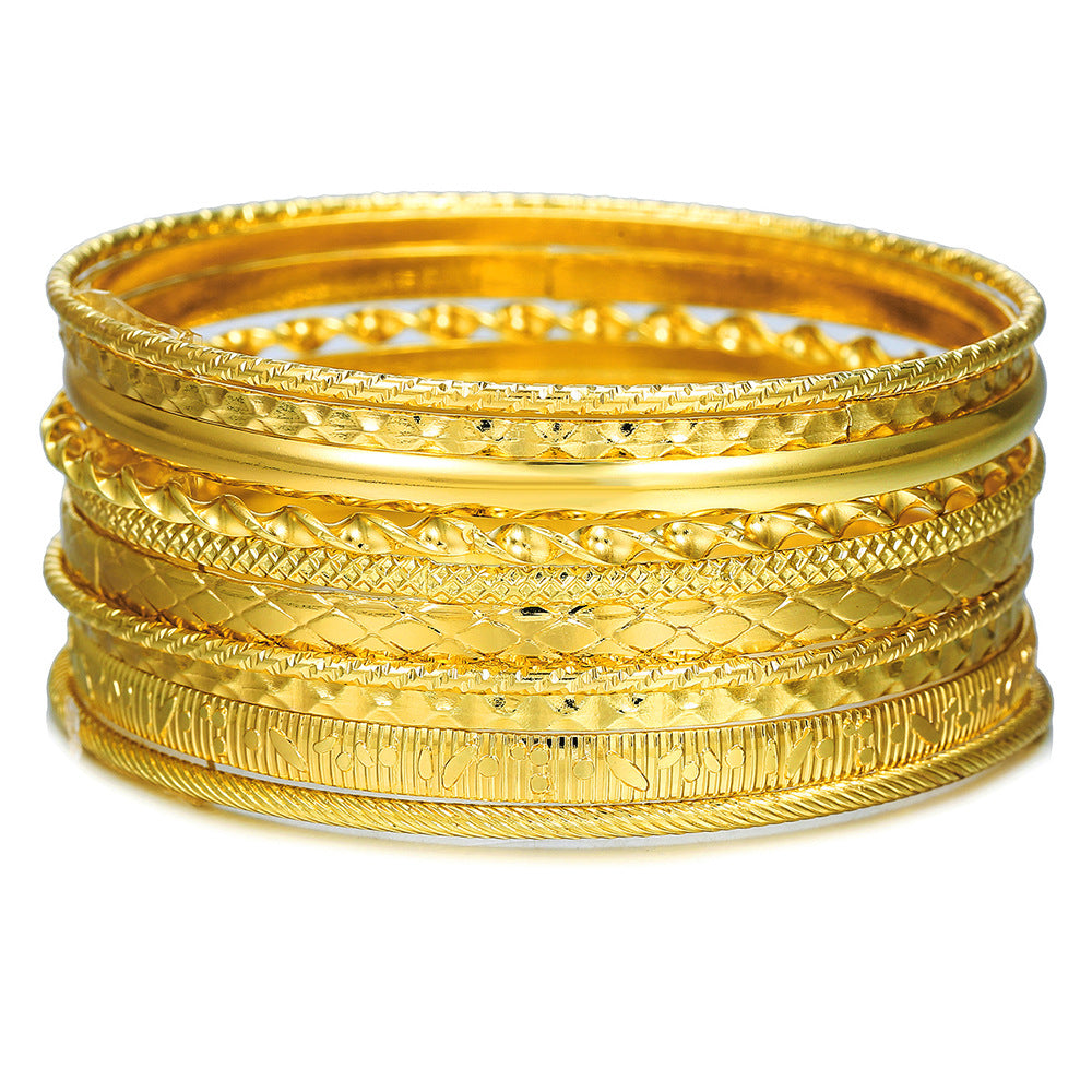 Punk Geometric Round Plated Iron Rope Chain Bracelet Set