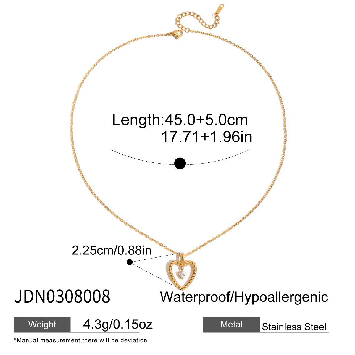Collana Croce da Donna di Lusso in Acciaio al Titanio Placcato Oro 18K con Zirconi