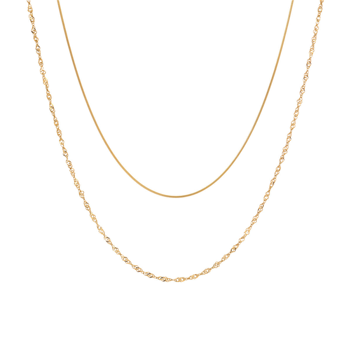 Collar multicapa de acero inoxidable chapado en oro de 18 quilates con diseño geométrico para mujer, estilo "Fashion OL"