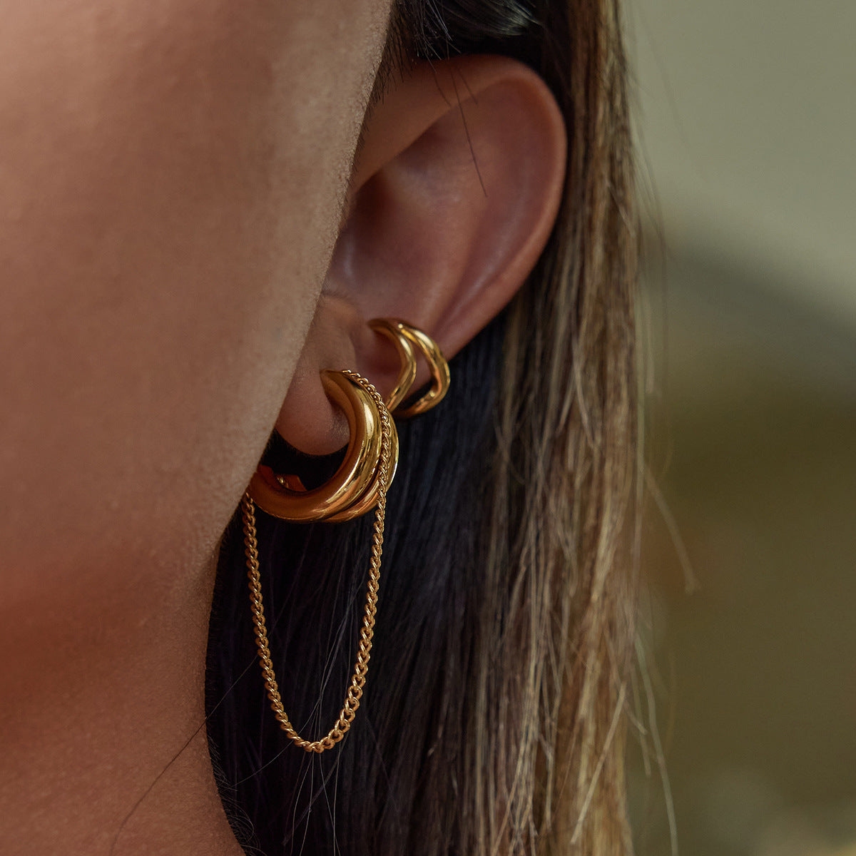 Pendientes Colgantes Minimalistas Geométricos de Acero Inoxidable con Acabado Chapado para Mujer