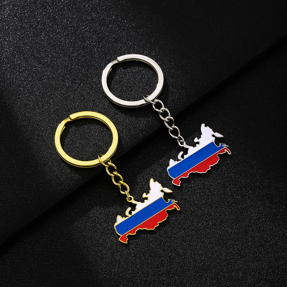 Llavero colgante esmaltado vintage de estilo ruso para hombres y mujeres, accesorio étnico de acero inoxidable