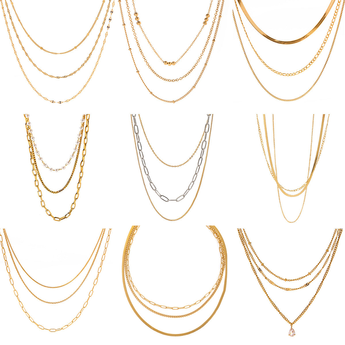 Collana da donna minimalista geometrica in acciaio al titanio placcato con dettagli sottili in acciaio inossidabile catena clavicola