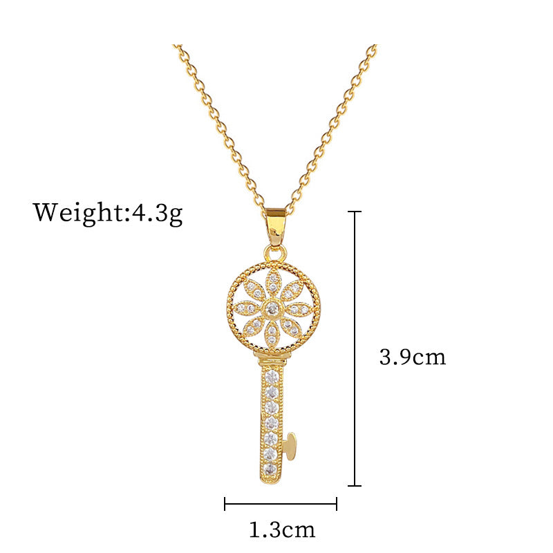 Collar con colgante de llave Starburst minimalista para hombres y mujeres en acero de titanio con detalles de diamantes de imitación en cadena ajustable de acero de titanio