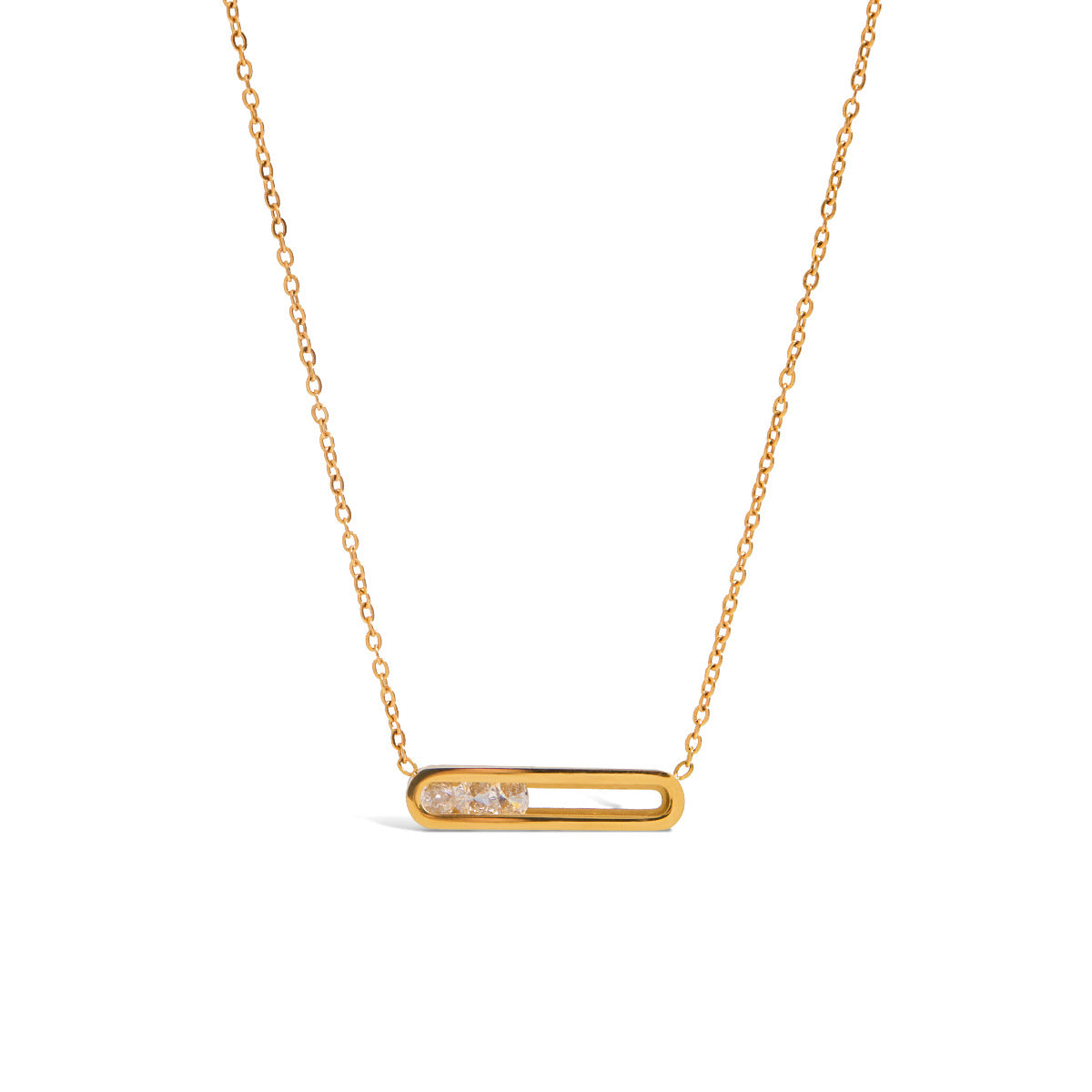 Collana Geometrica da Donna in Acciaio al Titanio Placcato con Strass, Leggera e Ipoallergenica, a Catena per Clavicole