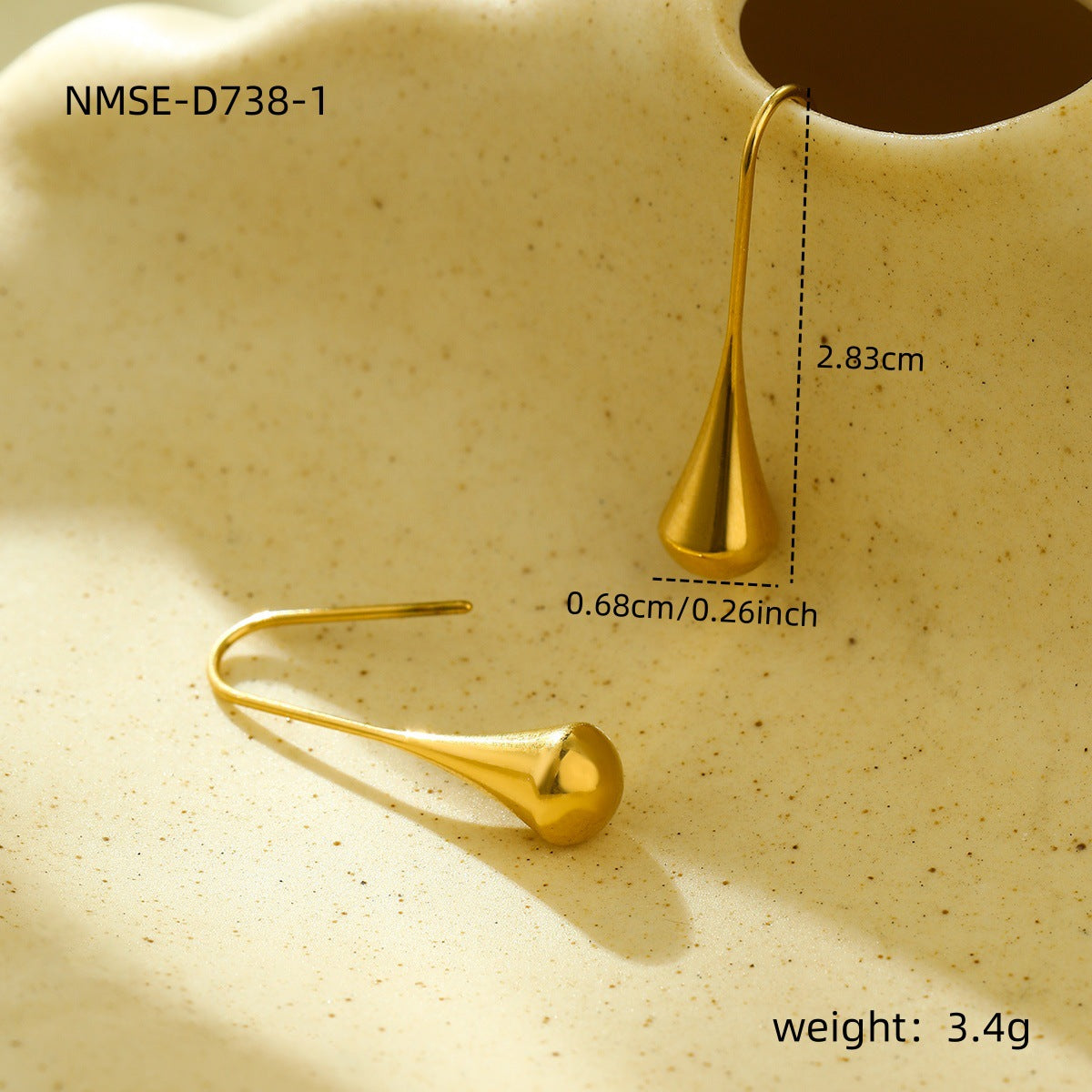 Pendientes Vintage Minimalistas de Acero Inoxidable con Forma de Gota Irregular con Chapado en Oro de 18K para Mujer