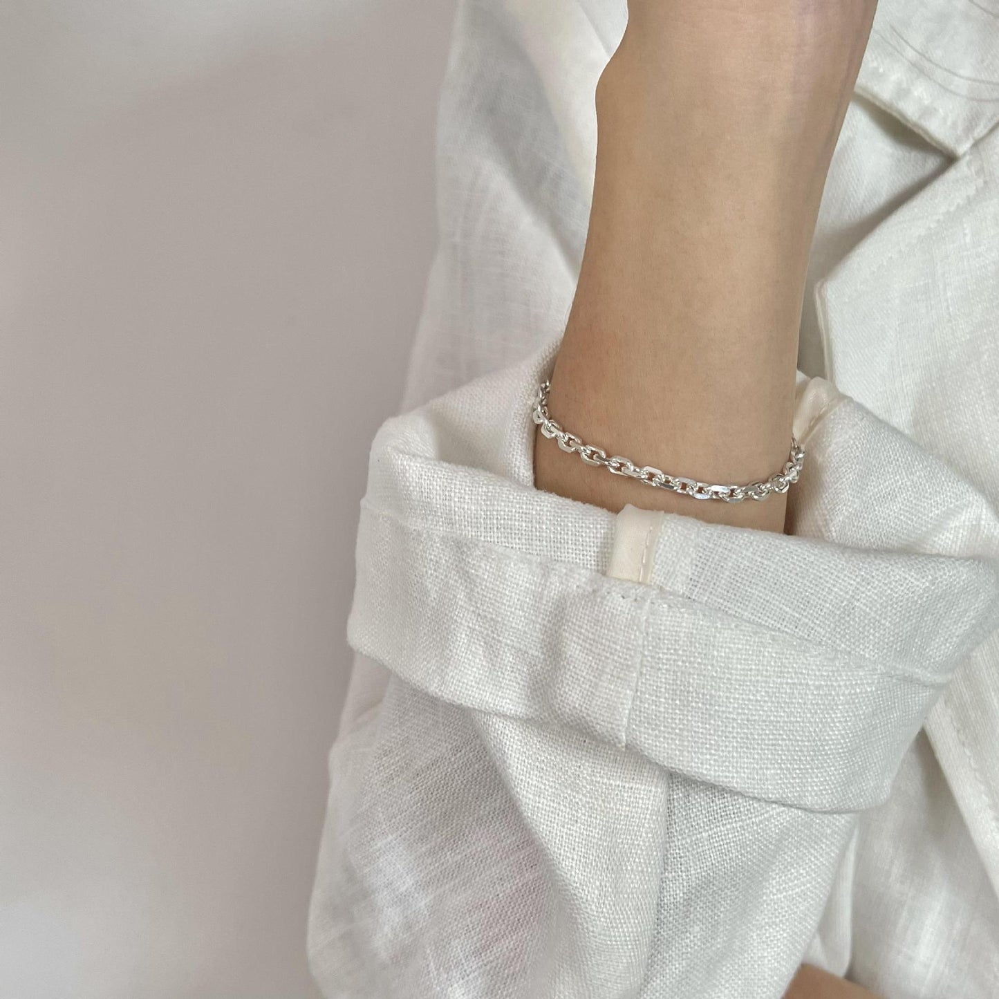 Natural Fresh Sweet Star-Shaped S925 Sterling Silver Plated Bracelet with Link Chain