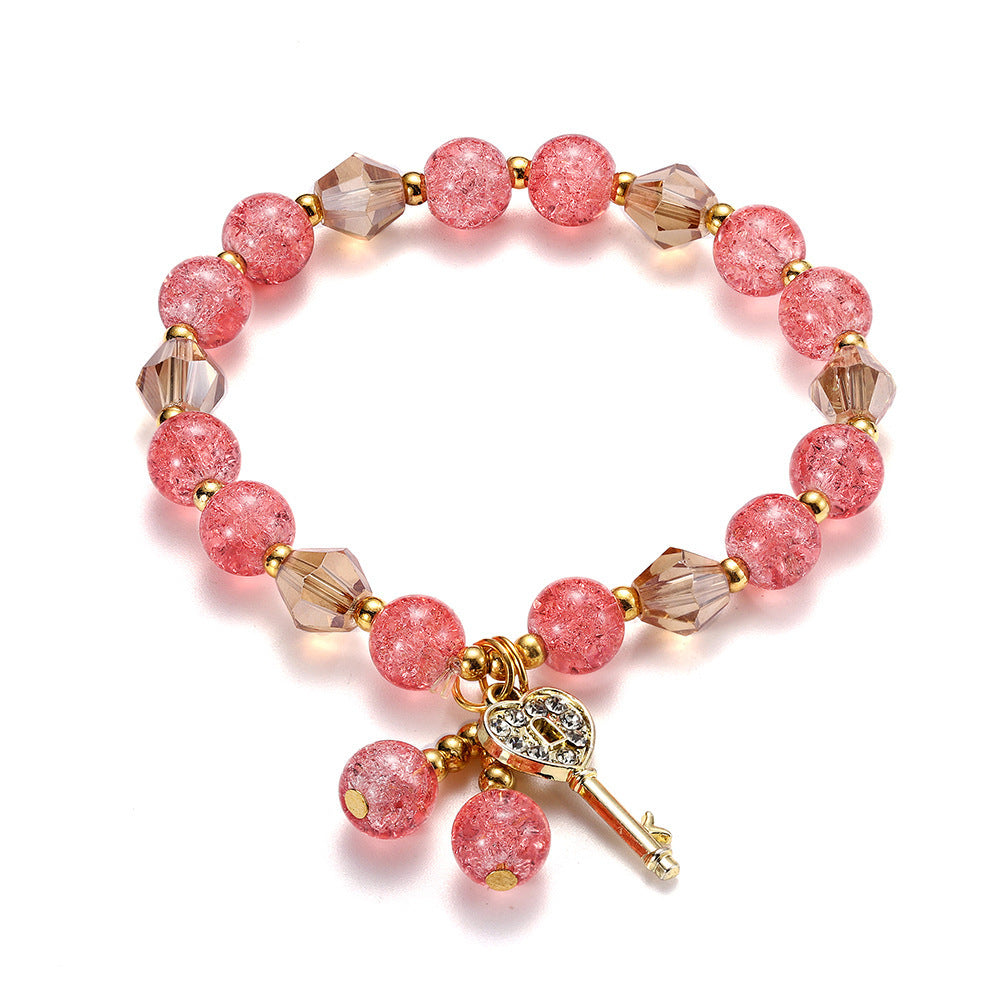 Geometric Key Crystal Glass Polished Bracelet for Women