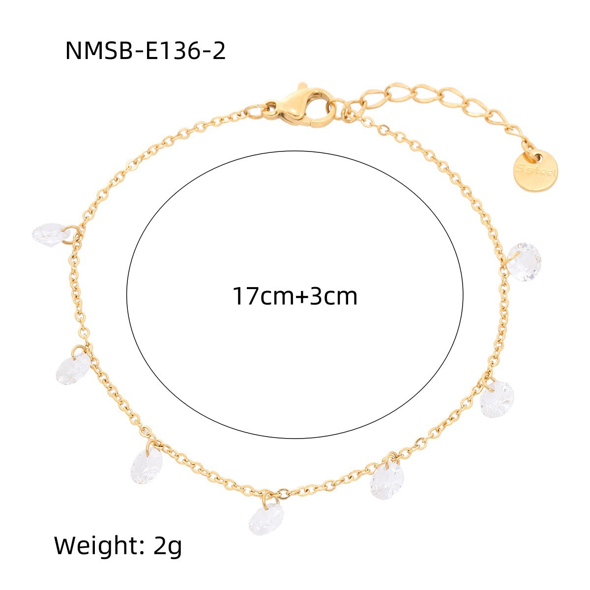 Pulsera de Acero Titanio Dulce Arcoíris con Diamantes de Imitación para Mujer con Forma Geométrica y Acabado Bañado