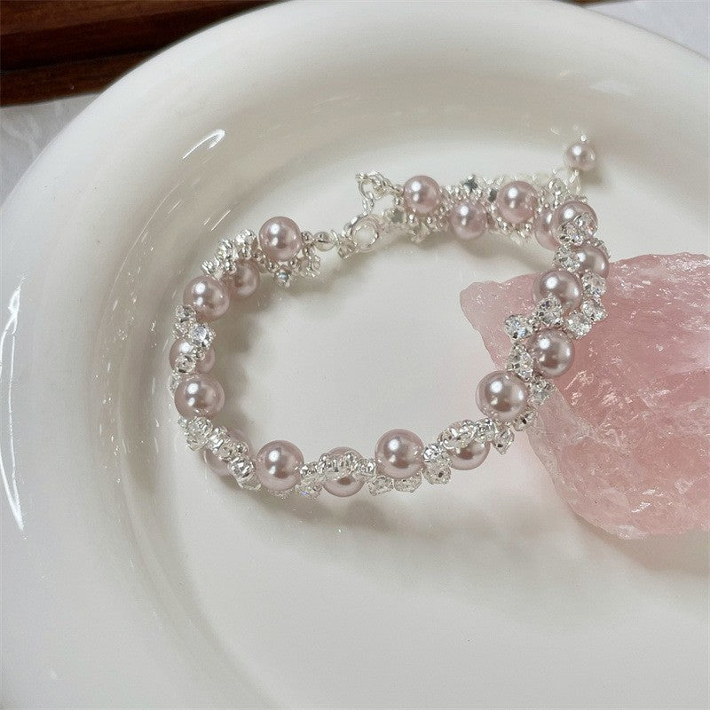 Bracciale a forma di stella, stile vintage francese elegante, con perle e zirconi, per donne, gioiello minimalista di lusso