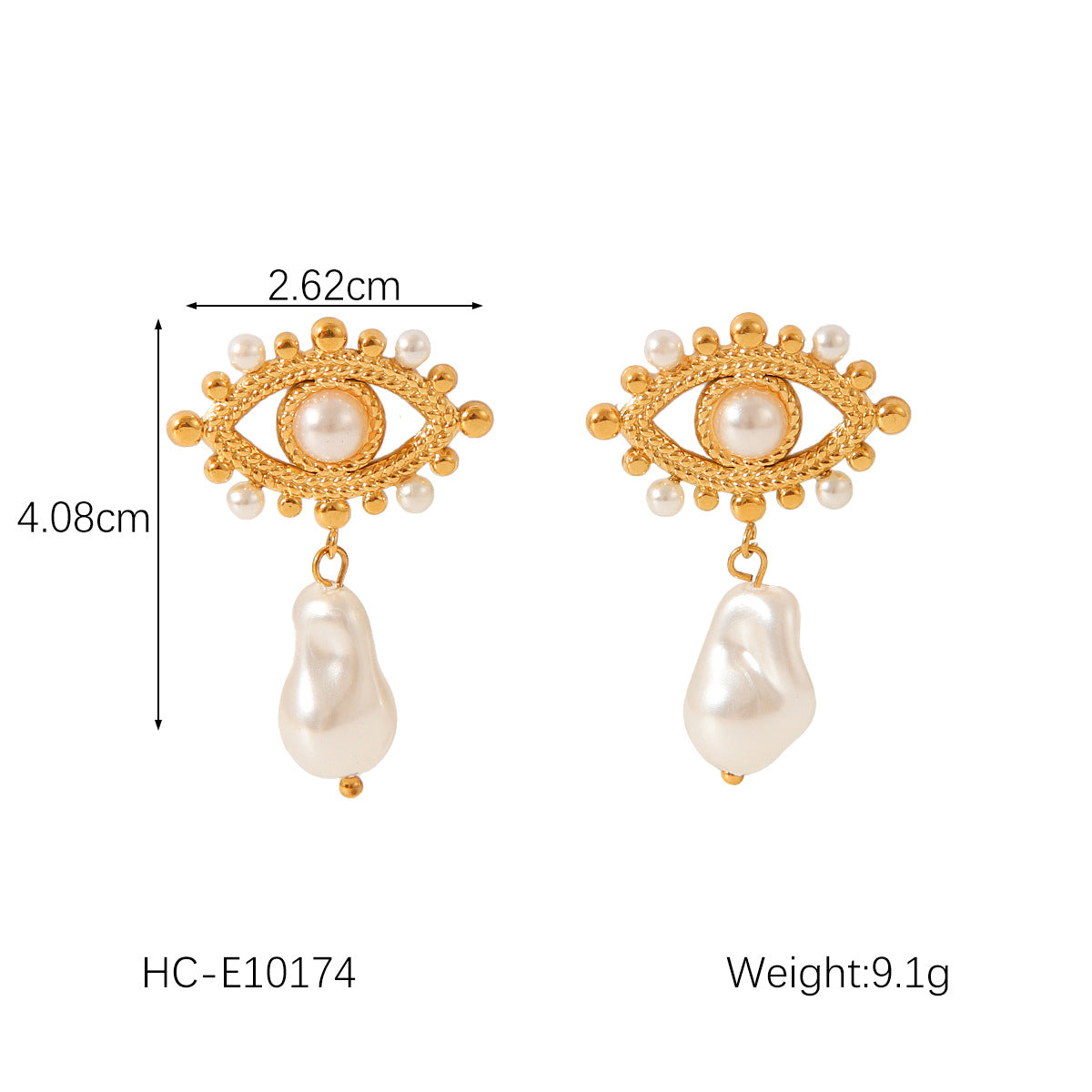 Pendientes minimalistas de acero inoxidable con forma de corazón y lazo, con acentos de perlas y chapados en oro de 18 quilates para mujer