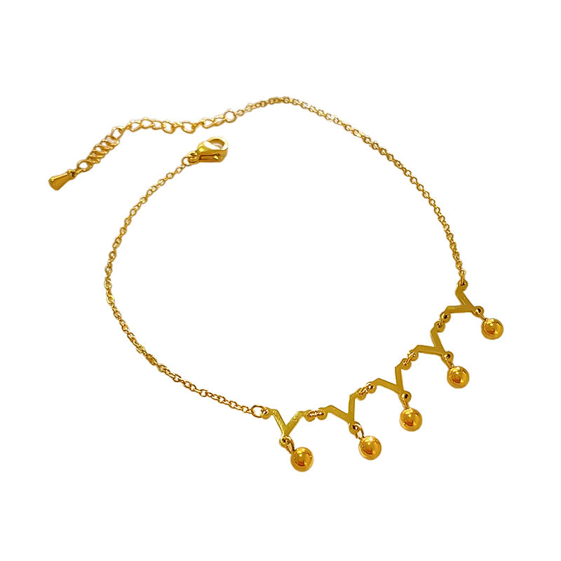 Letter Titanium Steel Anklet Unisex