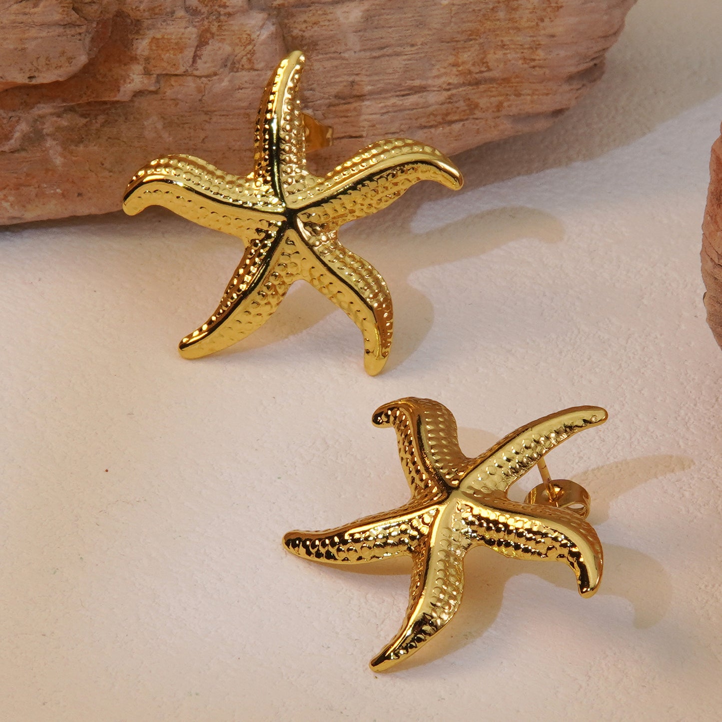 Star Shaped Titanium Steel Plated Stud Earrings for Women
