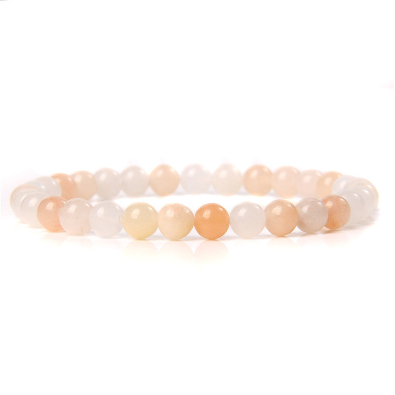 Sweet Natural Gemstone Round Beaded Stretch Bracelet Unisex
