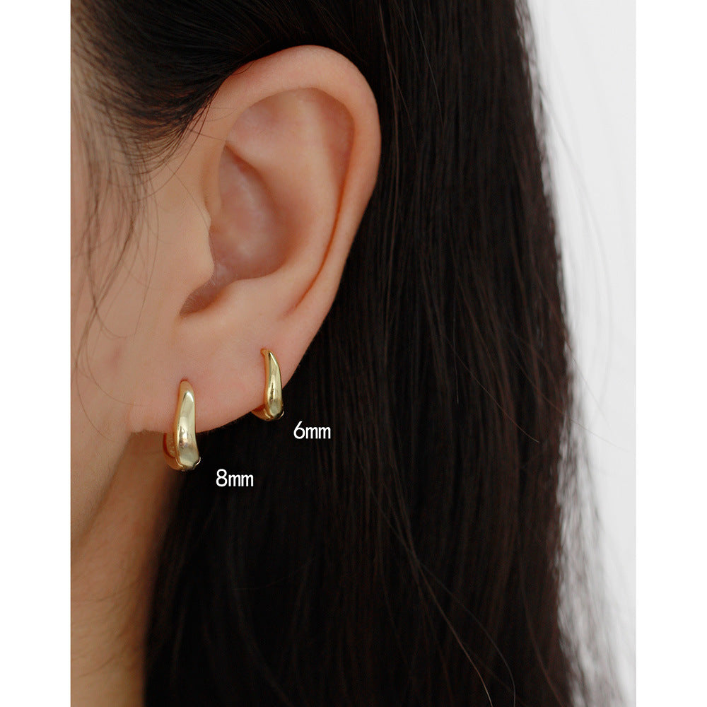 Pendientes de aro pulidos redondos geométricos de plata de ley 925 minimalistas