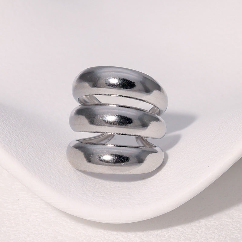 Punk Style Geometric Stainless Steel Open Ring with Plating Finish for Women