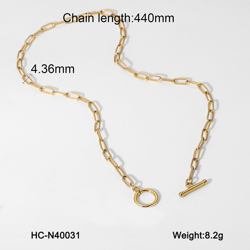 Minimalist Geometric Titanium Steel Cross Necklace for Women with Rhinestone Inlay and Plated Finish