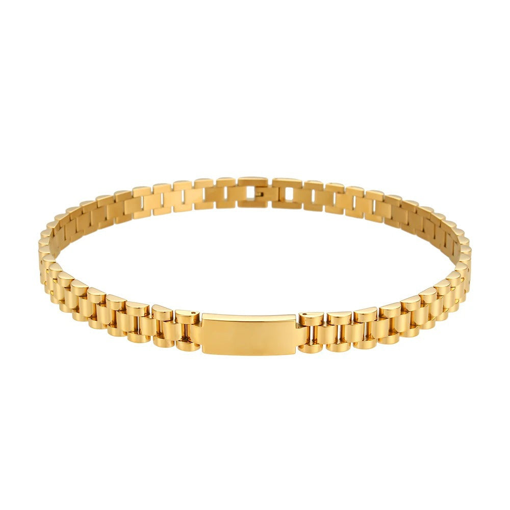 Collana pendente geometrica minimalista in acciaio inossidabile con placcatura in oro 18 carati su catena a maglia cubana