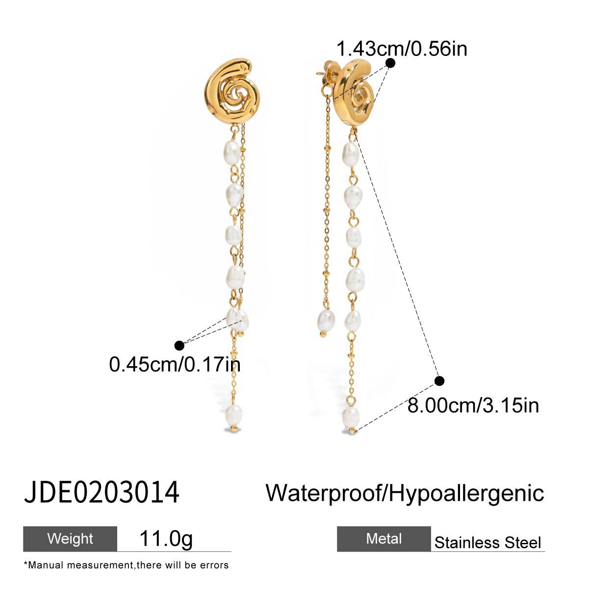 Elegant Geometric Stainless Steel Plated Pearl Tassel Earrings for Women