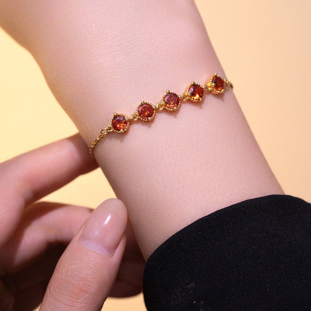 Braccialetto da donna Minimalista Cuore Stella Luna Farfalla con Strass in Acciaio al Titanio con Finitura Placcata