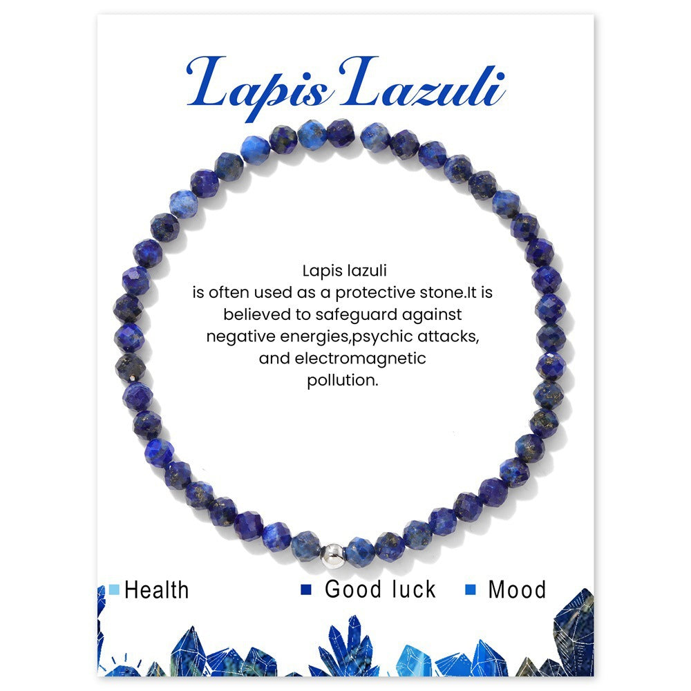 Geometric Natural Crystal Beaded Bracelet Set with Stainless Steel Silver Beads