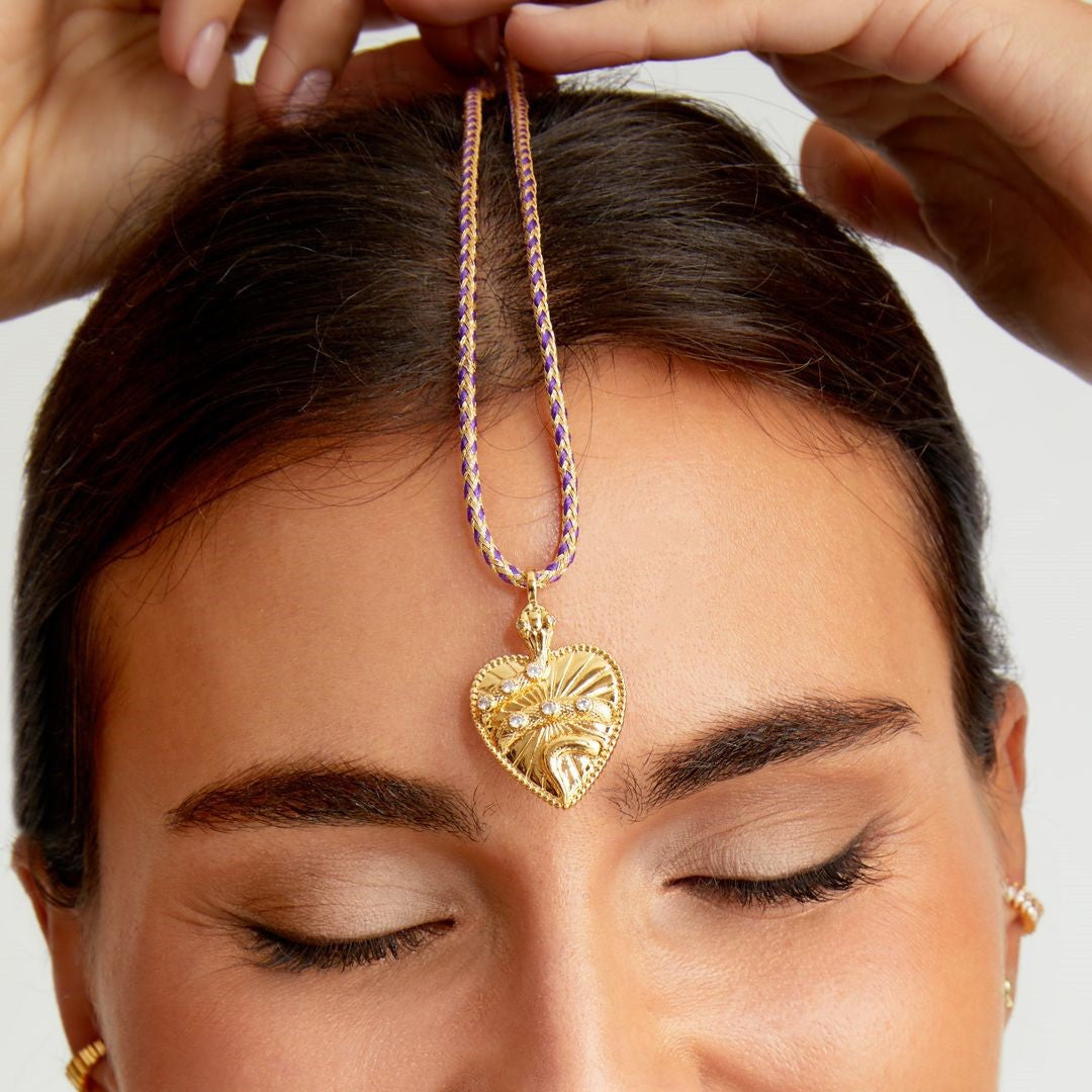 Collana con Pendente Vintage a Forma di Serpente da Donna con Intarsio di Zirconi su Catena in Rame Placcato