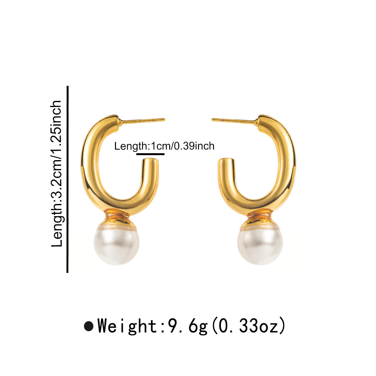 Orecchini minimalisti geometrici in acciaio inossidabile con perle d'imitazione per donna