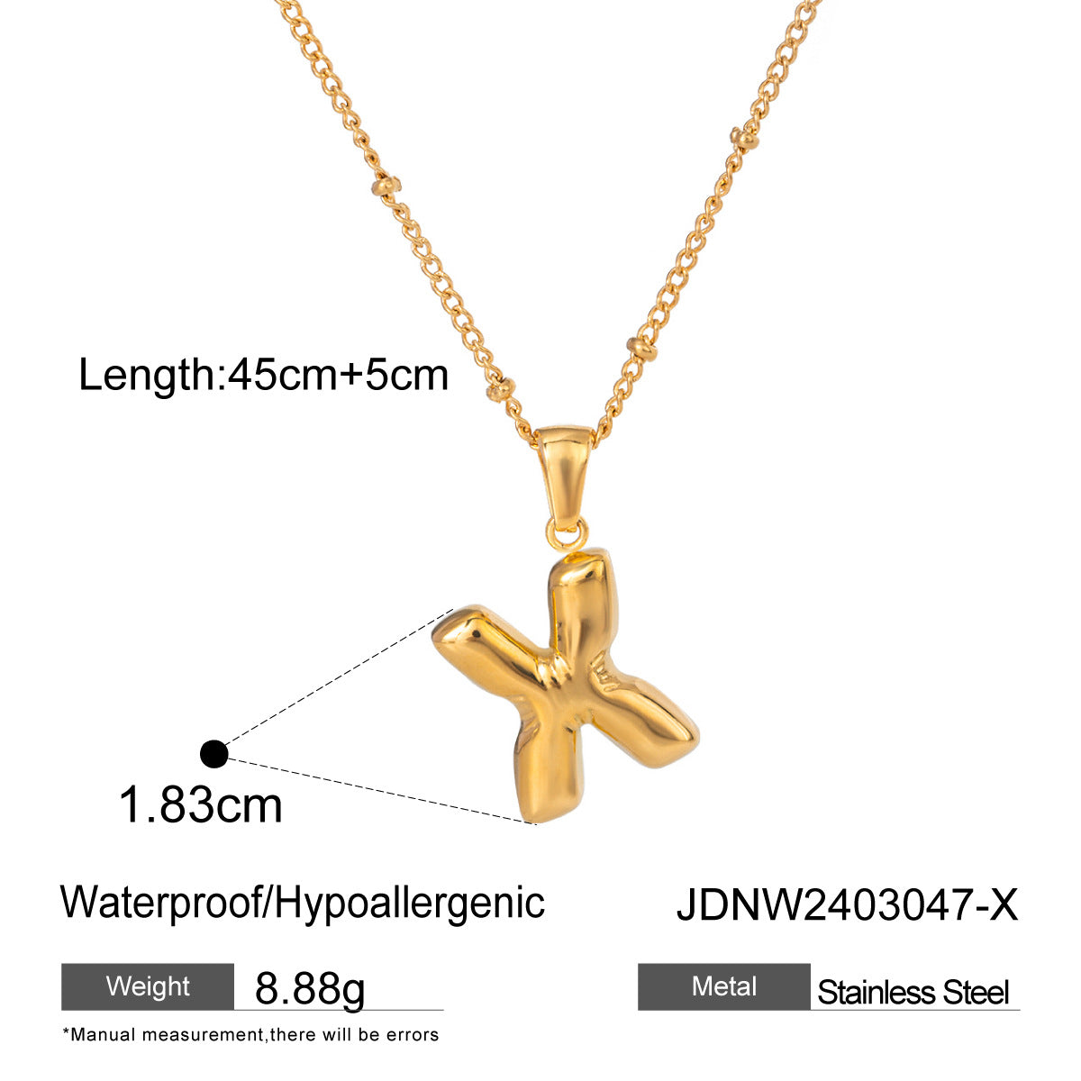 Minimalist Stainless Steel Letter Pendant Necklace Plated Titanium Steel Chain for Women